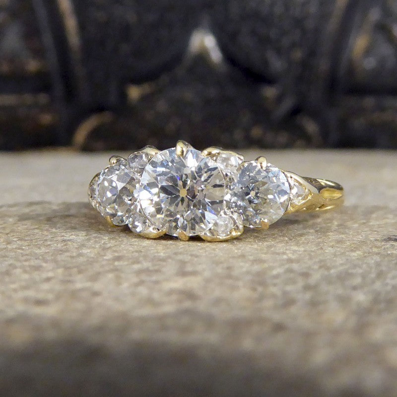 Antique Late Victorian 1.52ct Diamond Three Stone Ring
