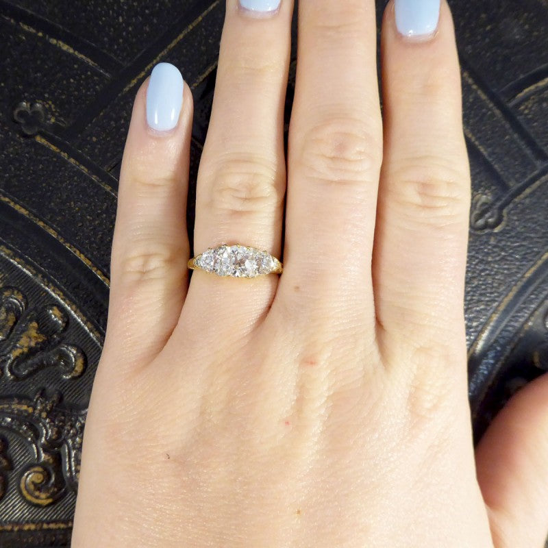Antique Late Victorian 1.52ct Diamond Three Stone Ring