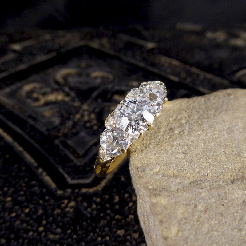 Antique Late Victorian 1.52ct Diamond Three Stone Ring