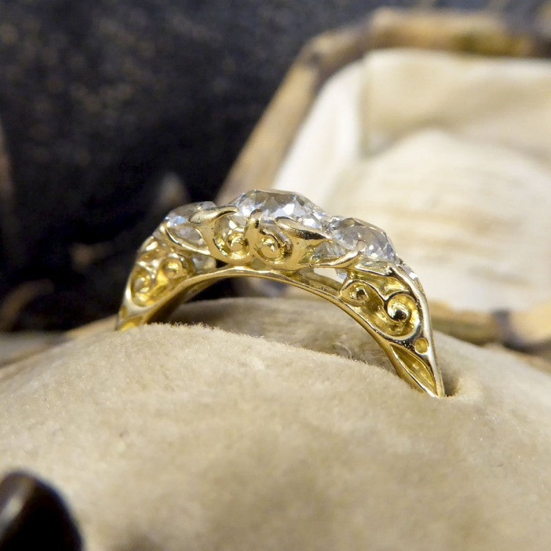 Antique Late Victorian 1.52ct Diamond Three Stone Ring