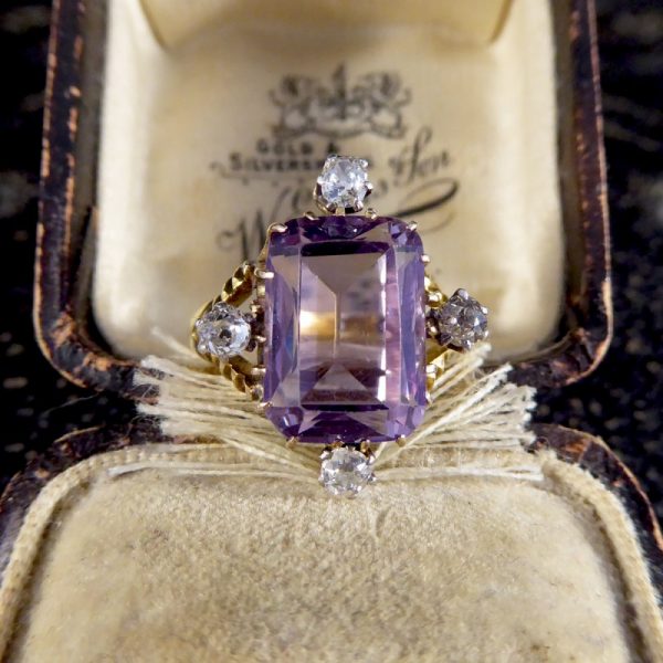 Antique Late Victorian Amethyst and Diamond Ring