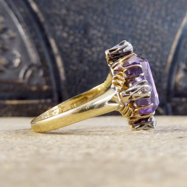Antique Late Victorian Amethyst and Diamond Ring