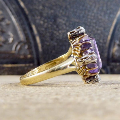 Antique Late Victorian Amethyst and Diamond Ring