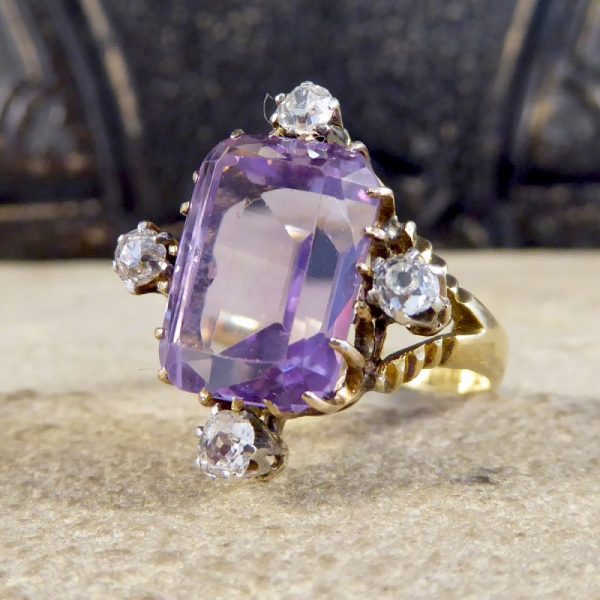 Antique Late Victorian Amethyst and Diamond Ring