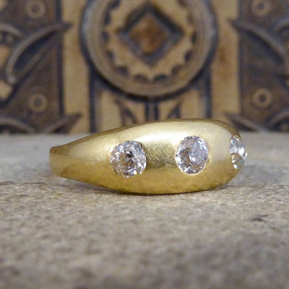 Antique Late Victorian Diamond Three Stone Gypsy Set Ring