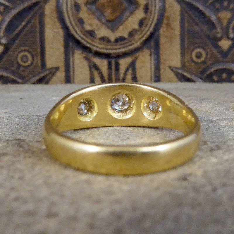 Antique Late Victorian Diamond Three Stone Gypsy Set Ring