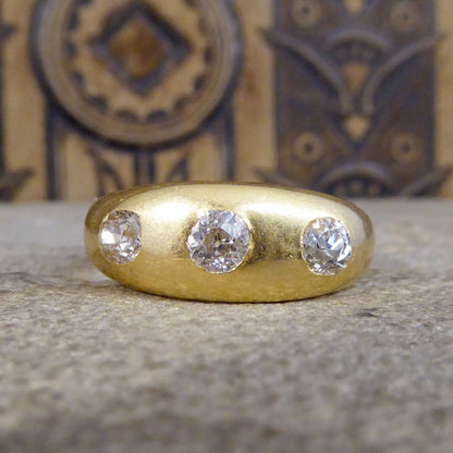 Antique Late Victorian Diamond Three Stone Gypsy Set Ring