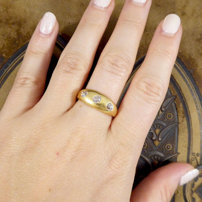Antique Late Victorian Diamond Three Stone Gypsy Set Ring
