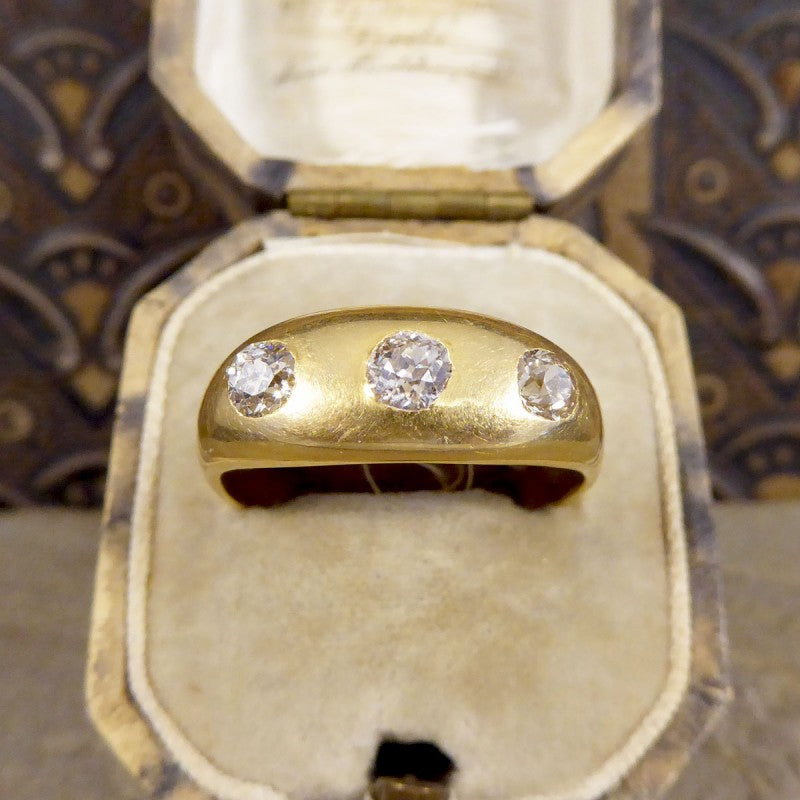 Antique Late Victorian Diamond Three Stone Gypsy Set Ring