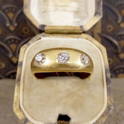 Antique Late Victorian Diamond Three Stone Gypsy Set Ring