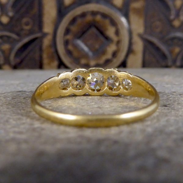 Antique Late Victorian Five Stone Diamond Cushion Cut Ring