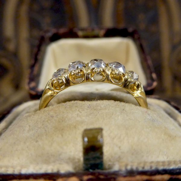 Antique Late Victorian Five Stone Diamond Cushion Cut Ring