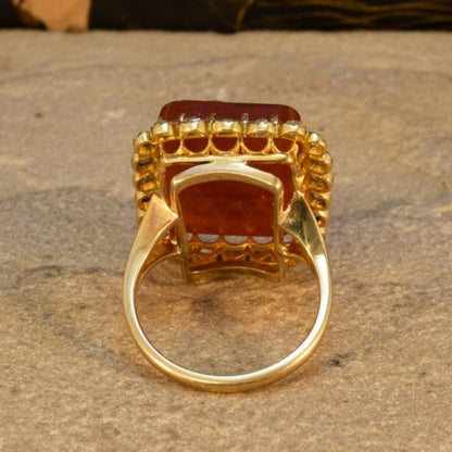 Antique Late Victorian Hard Stone Cameo and Diamond Ring