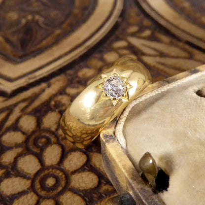 Antique Late Victorian Old Cut Diamond Star Set Band Ring