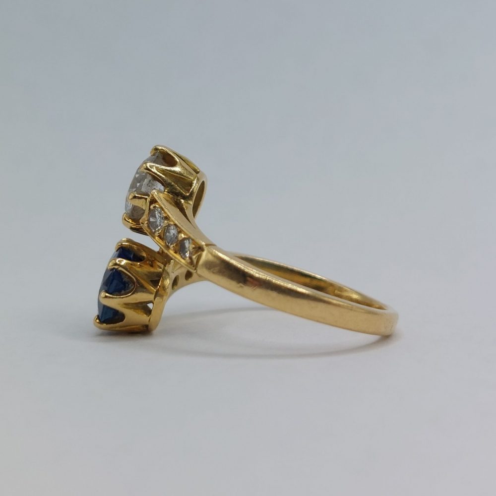 Antique Old Cut Diamond and Sapphire Toi et Moi Ring