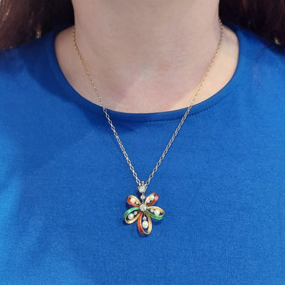 Antique Late Victorian Old Cut Diamond Enamel Pendant