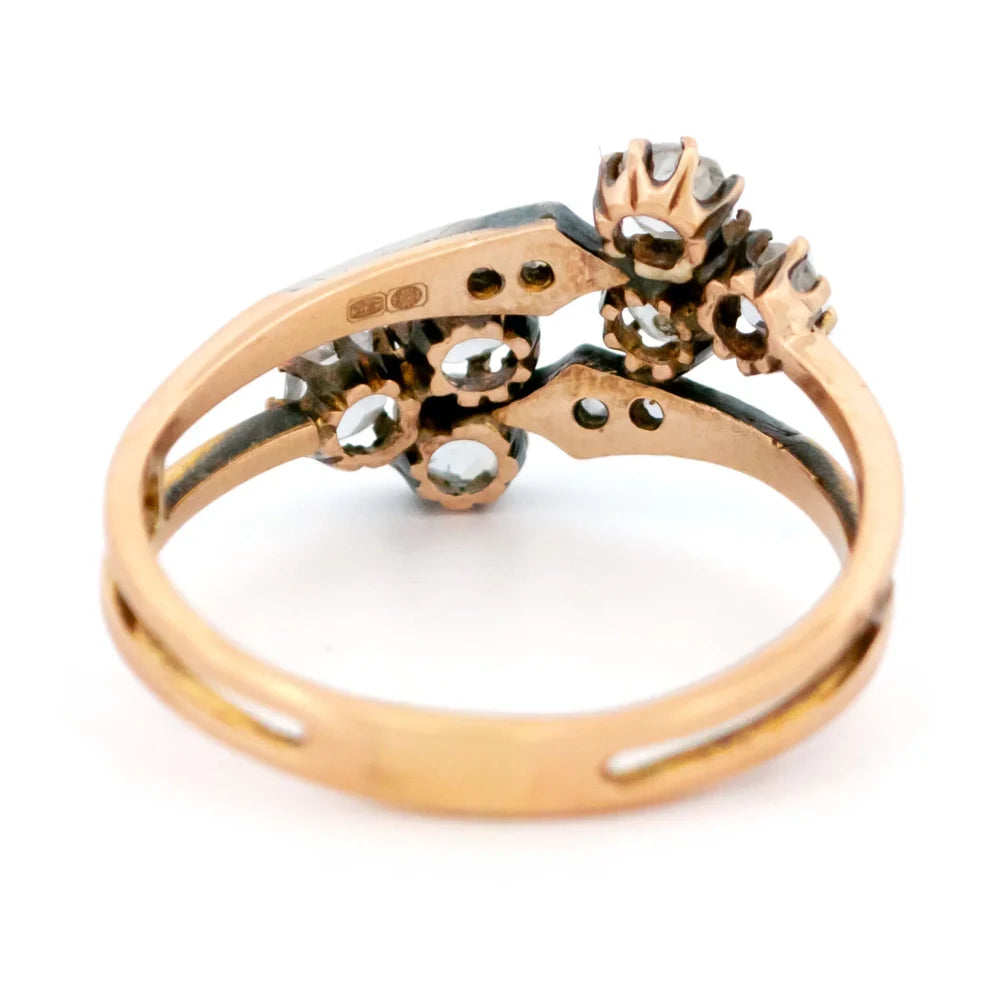 Antique Rose Cut Diamond Crossover Ring