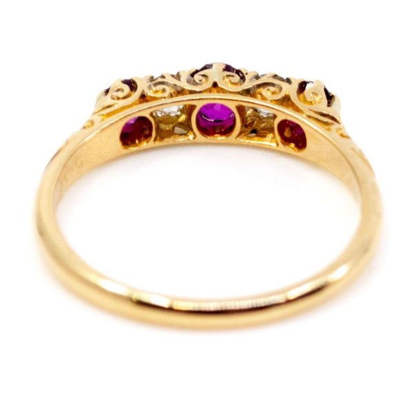 Antique Ruby and Diamond Five Stone Ring