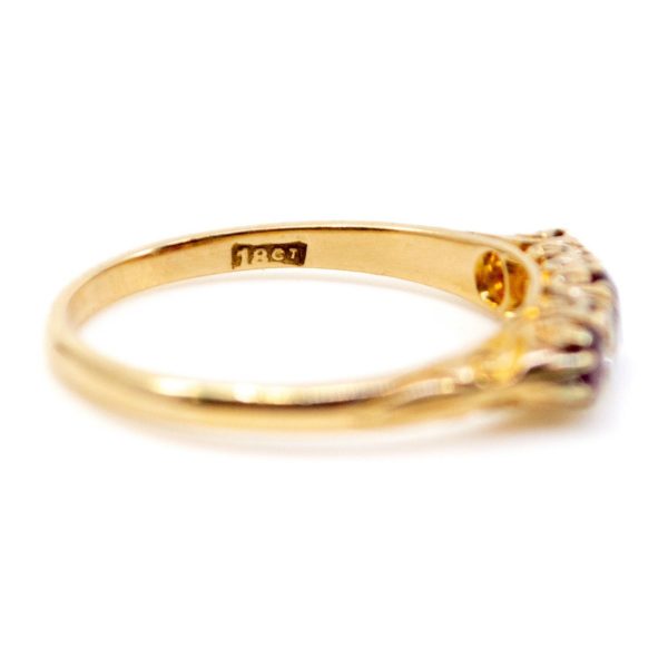 Antique Ruby and Diamond Five Stone Ring