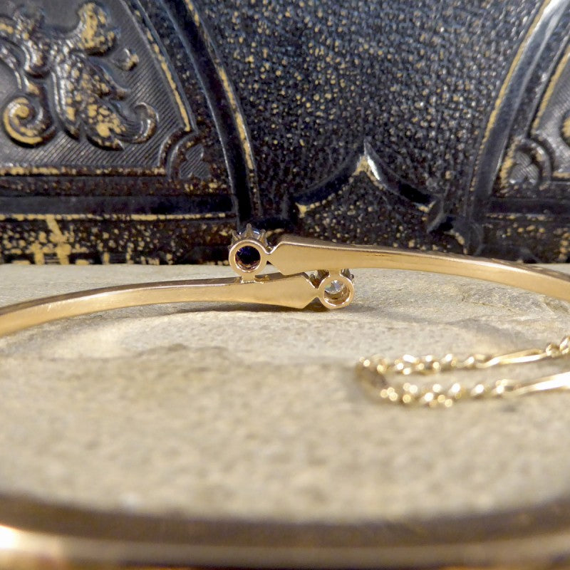 Antique Russian Diamond and Cabochon Sapphire Bangle
