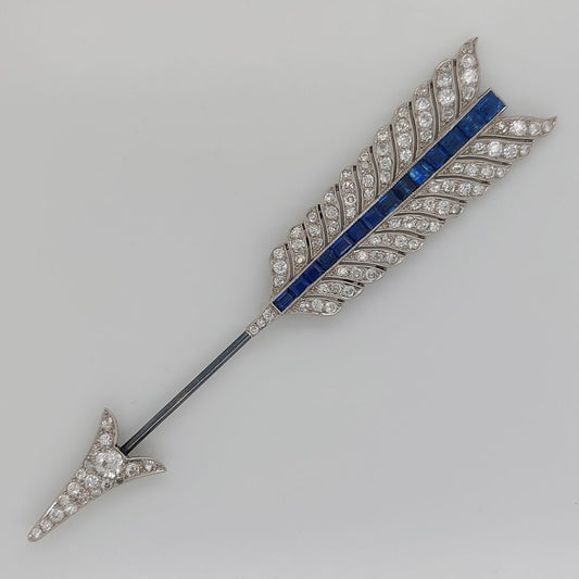 Antique Sapphire and Diamond Arrow Jabot Brooch