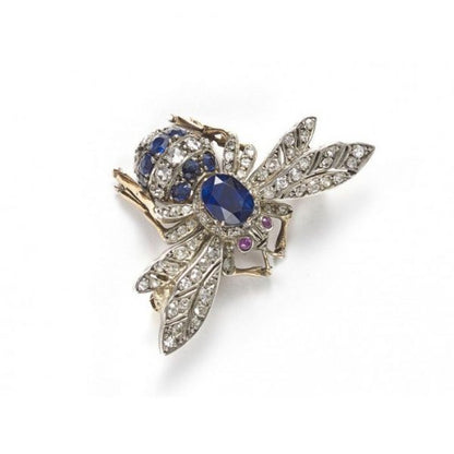 Antique Sapphire and Diamond Bee Brooch