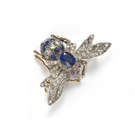 Antique Sapphire and Diamond Bee Brooch