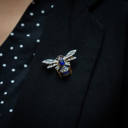 Antique Sapphire and Diamond Bee Brooch