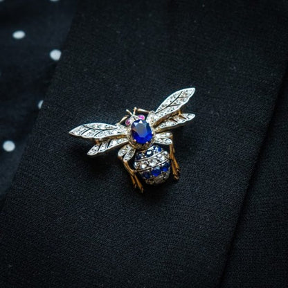 Antique Sapphire and Diamond Bee Brooch