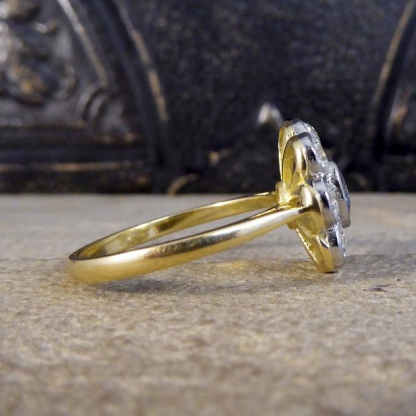 Antique Style 1.40ct Sapphire and 1.35ct Diamond Cluster Ring