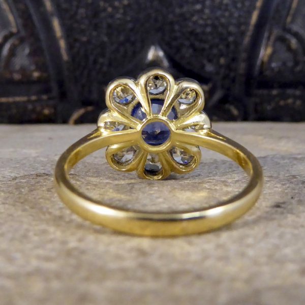 Antique Style 1.40ct Sapphire and 1.35ct Diamond Cluster Ring