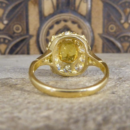 Antique Style 2.50ct Yellow Sapphire and Diamond Cluster Ring