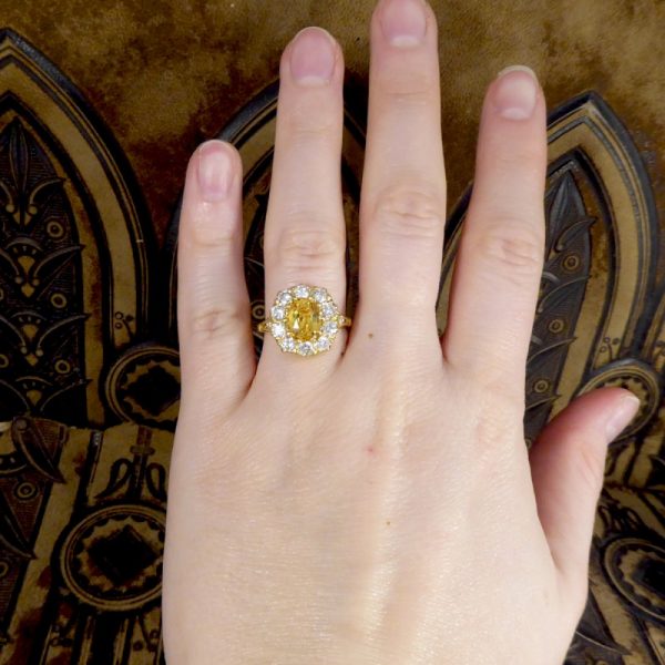 Antique Style 2.50ct Yellow Sapphire and Diamond Cluster Ring