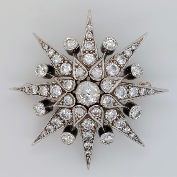 Antique Style 5cts Diamond Starburst Brooch