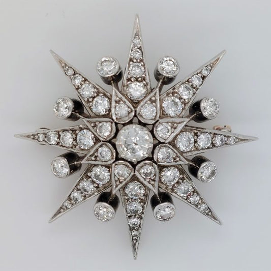 Antique Style 5cts Diamond Starburst Brooch