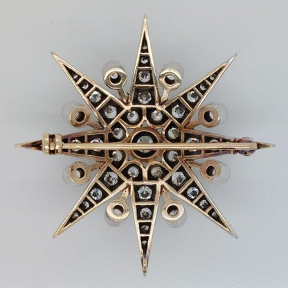 Antique Style 5cts Diamond Starburst Brooch