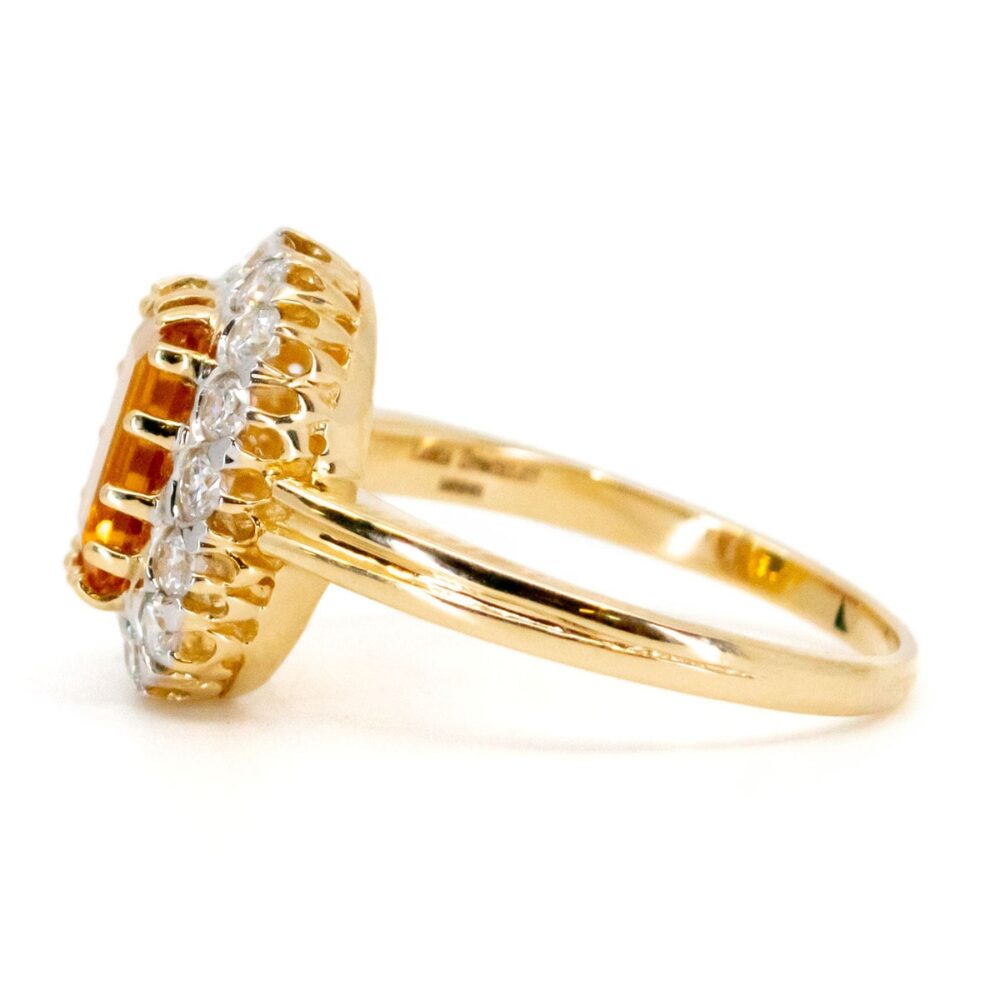 Antique Style Citrine and Diamond Cluster Ring