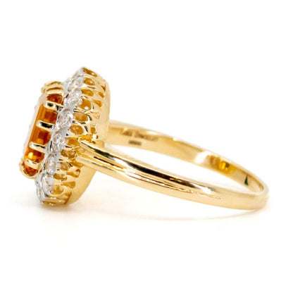 Antique Style Citrine and Diamond Cluster Ring