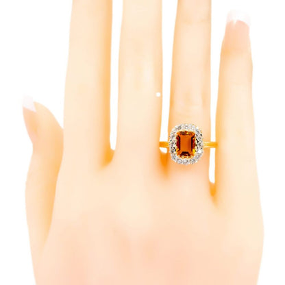 Antique Style Citrine and Diamond Cluster Ring