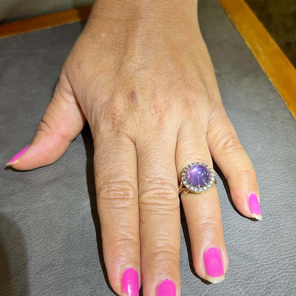 Antique Victorian Purple Star Sapphire Cluster Ring