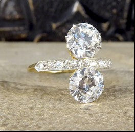 Antique Toi et Moi 3.18ct Old Cut Diamond Ring