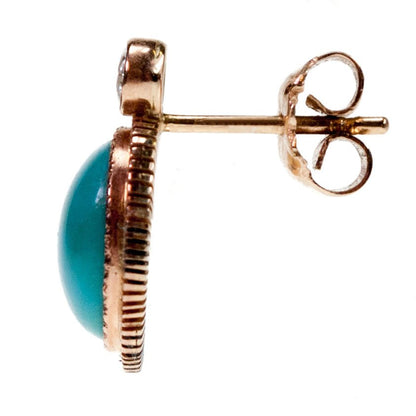 Antique Turquoise and Diamond Gold Earrings