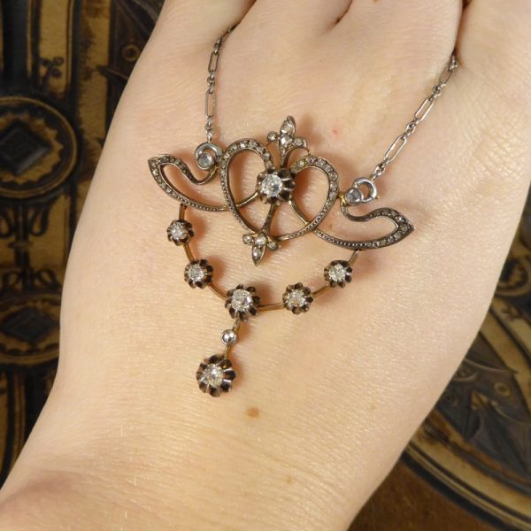 Antique Victorian 1.15ct Diamond Pendant Necklace