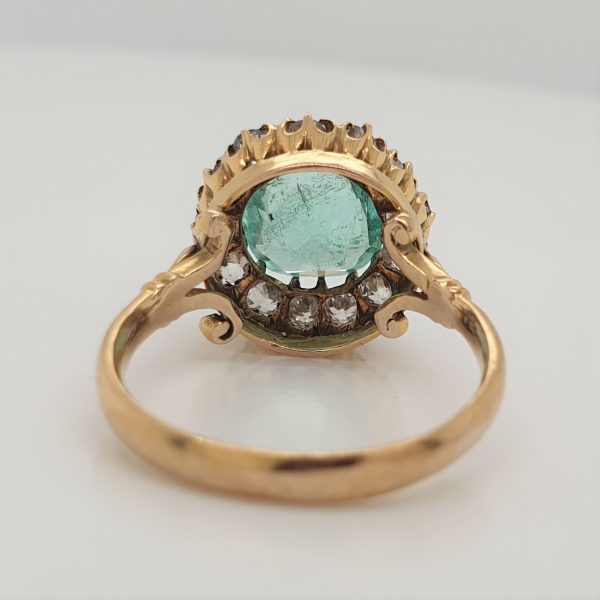 Antique Victorian 1.30ct Emerald and Diamond Cluster Ring