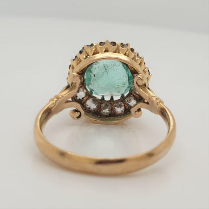 Antique Victorian 1.30ct Emerald and Diamond Cluster Ring