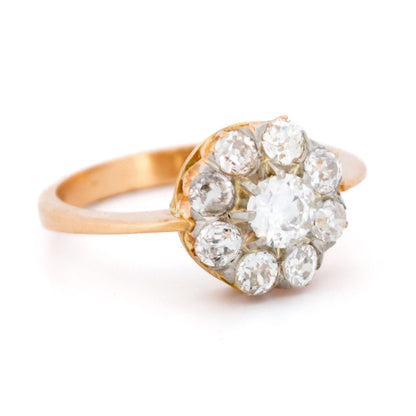 Antique Victorian 1.50ct Old Cut Diamond Cluster Ring