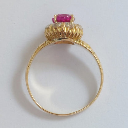 Antique Victorian 1.60crt Ruby and Old Cut Diamond Cluster Ring