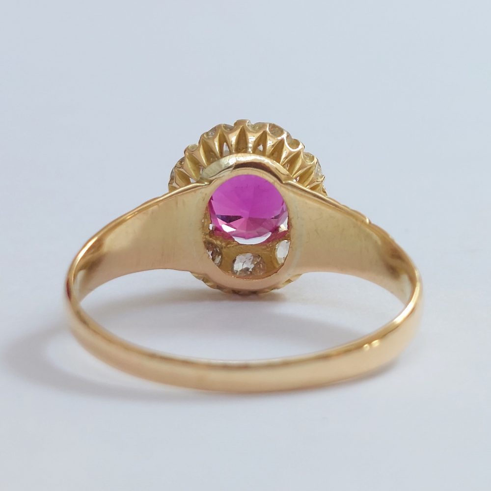 Antique Victorian 1.60crt Ruby and Old Cut Diamond Cluster Ring