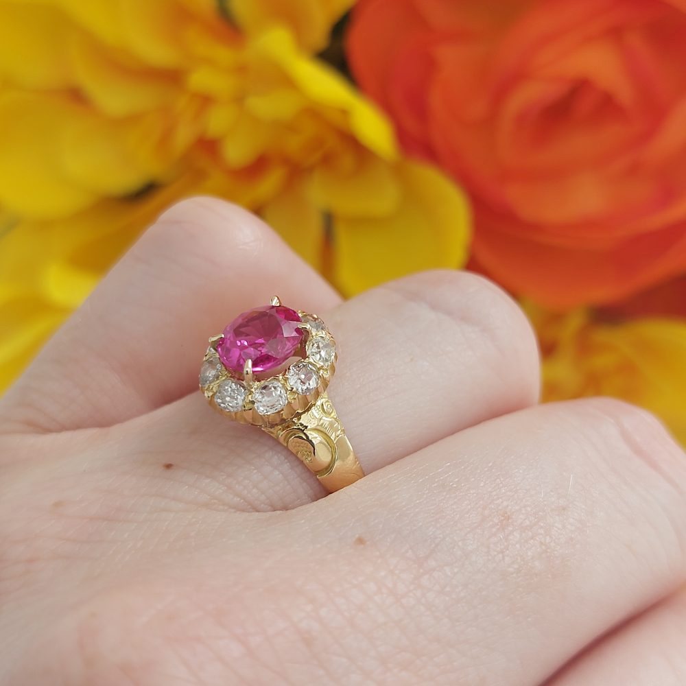 Antique Victorian 1.60crt Ruby and Old Cut Diamond Cluster Ring