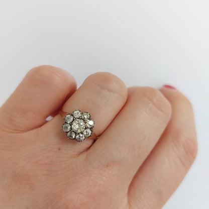 Antique Victorian 1.80ct Old Cut Diamond Cluster Ring